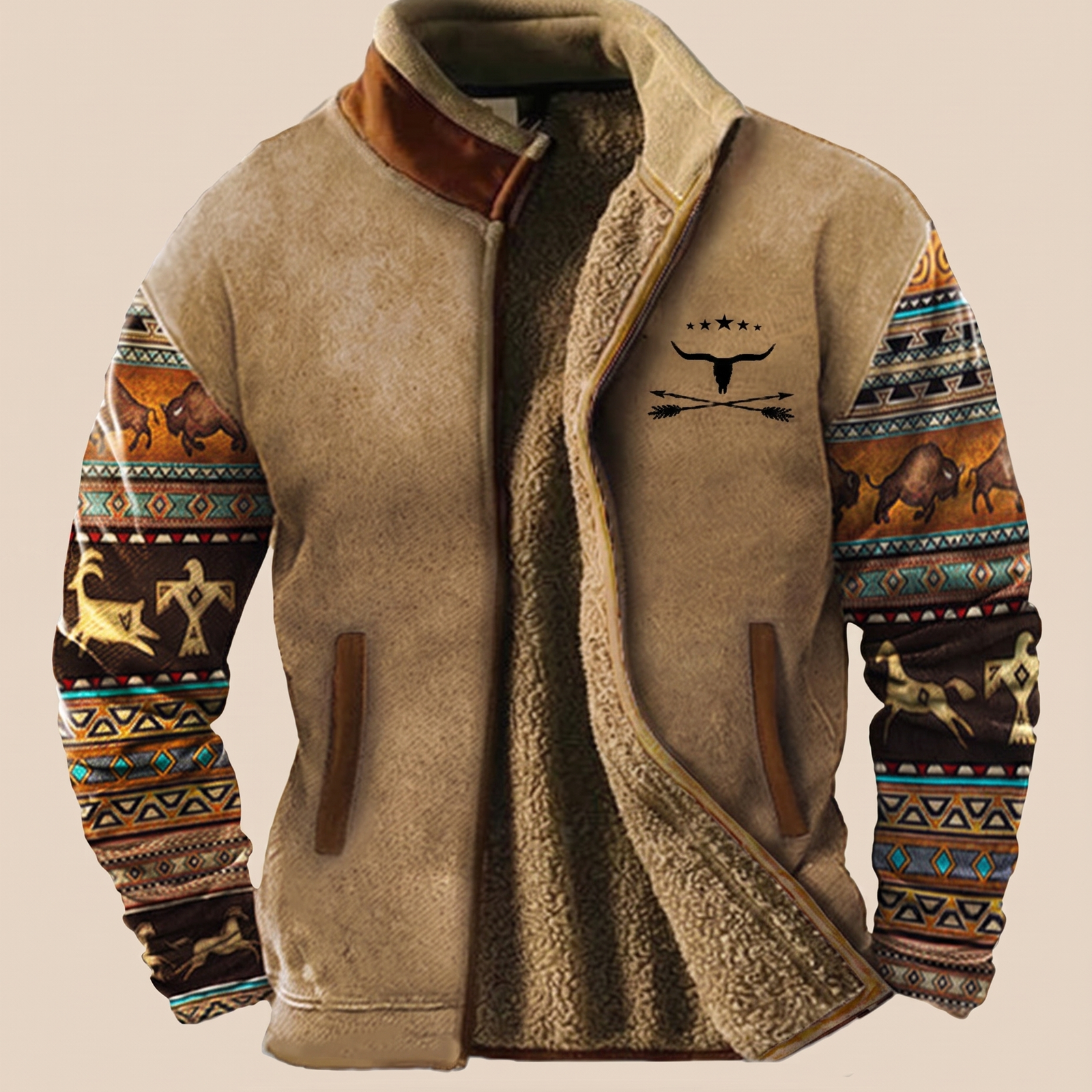 Herrenjacke Block 4 19 – beige Hintergrund
