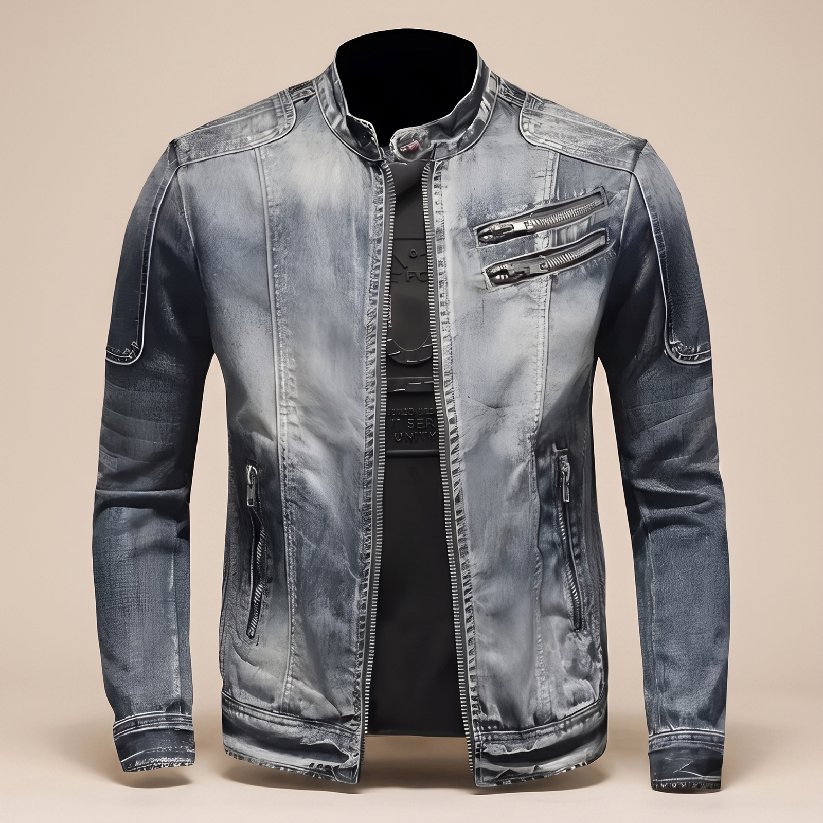 Herrenjacke – harmonisiertes Produktbild auf warmem beigem Hintergrund