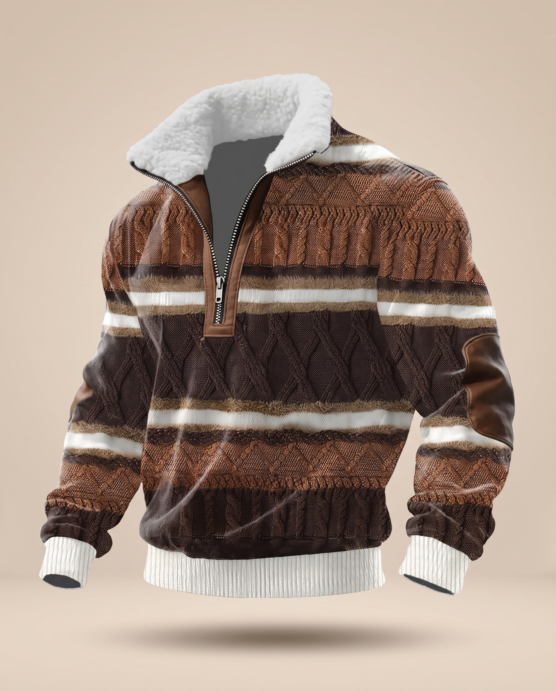 Herrenjacke – harmonisiertes Produktbild auf warmem beigem Hintergrund