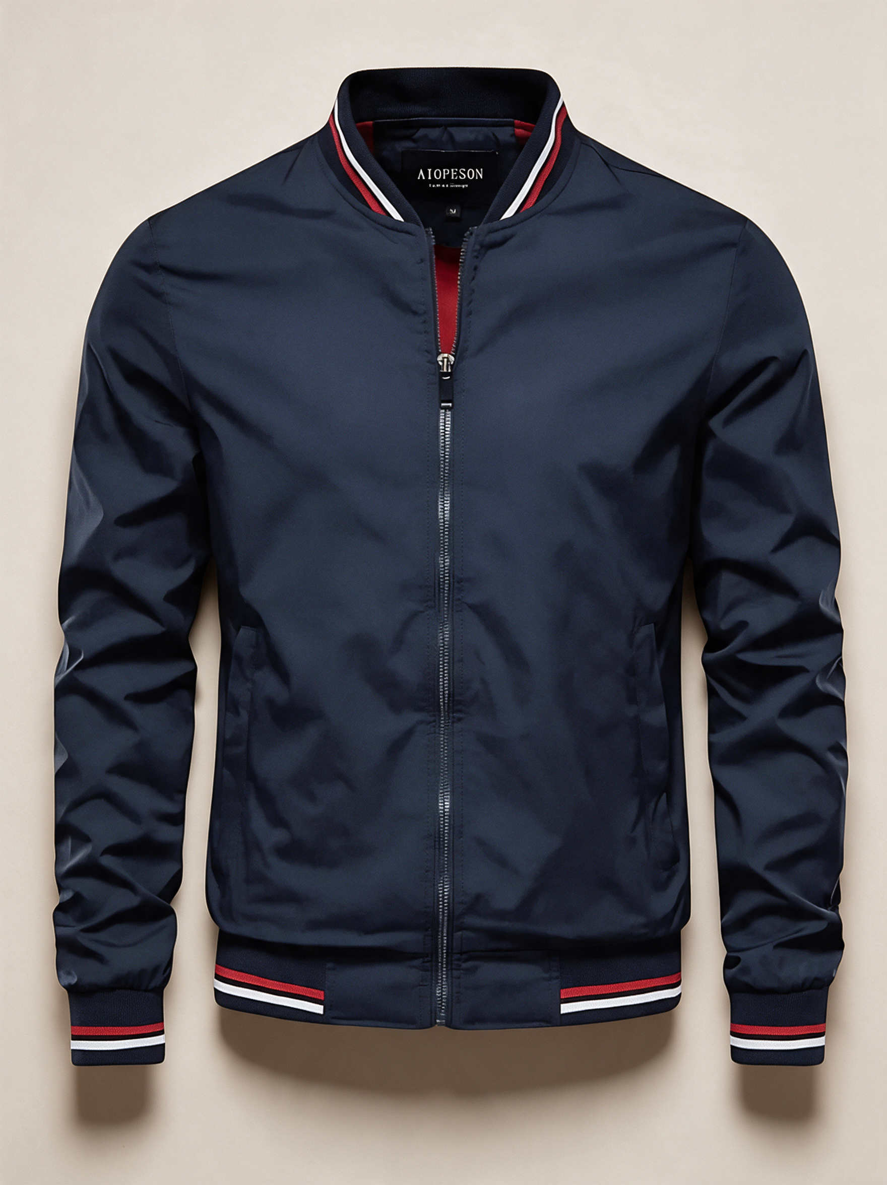 Elegante Herrenjacke für jeden Anlass – Produktfoto auf warmem beigem Hintergrund
