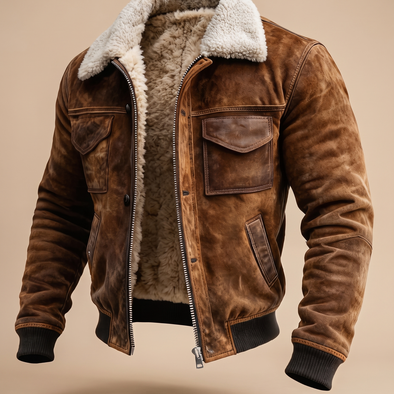 Herrenjacke auf warmbeigem Hintergrund #E8DED2