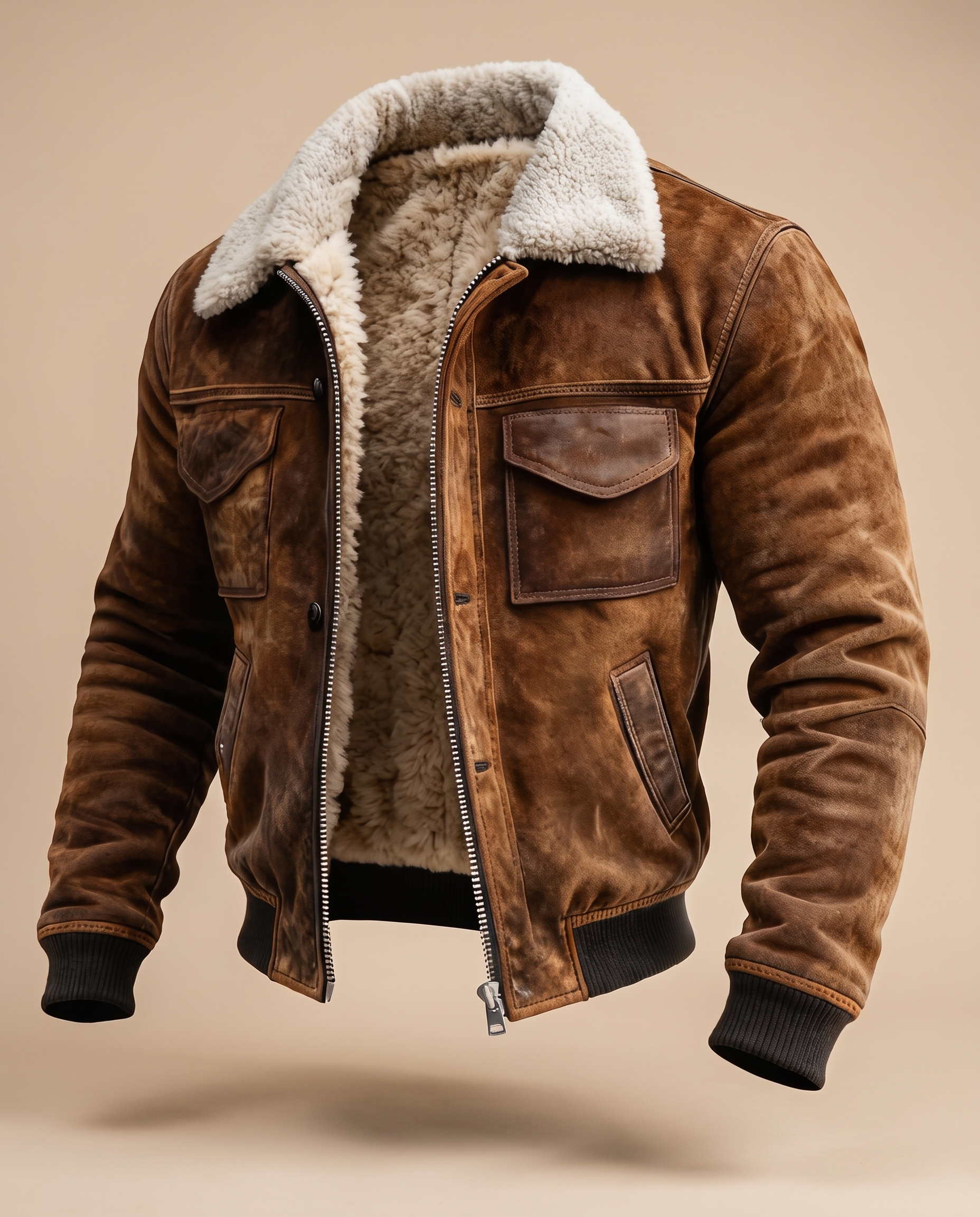 Herrenjacke auf warmbeigem Hintergrund #E8DED2