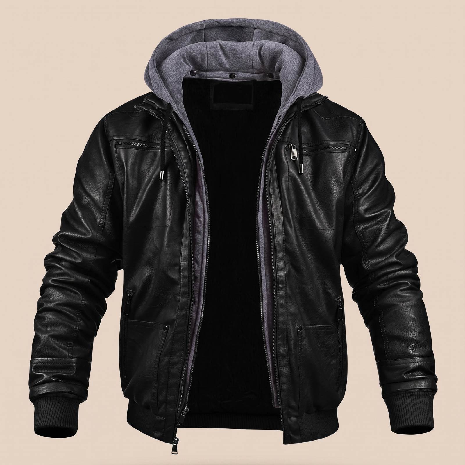 Herrenjacke auf warmbeigem Hintergrund #E8DED2