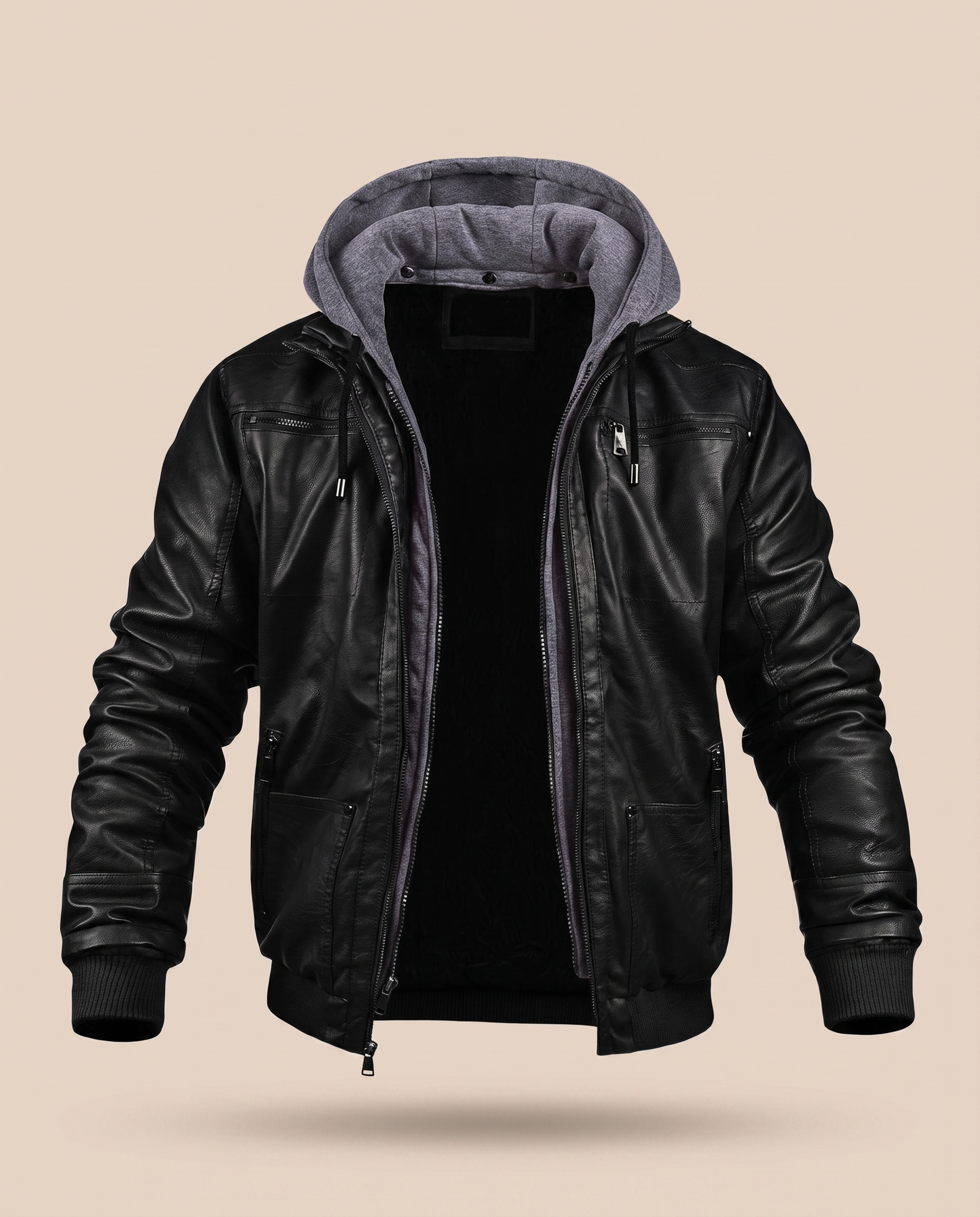 Herrenjacke auf warmbeigem Hintergrund #E8DED2
