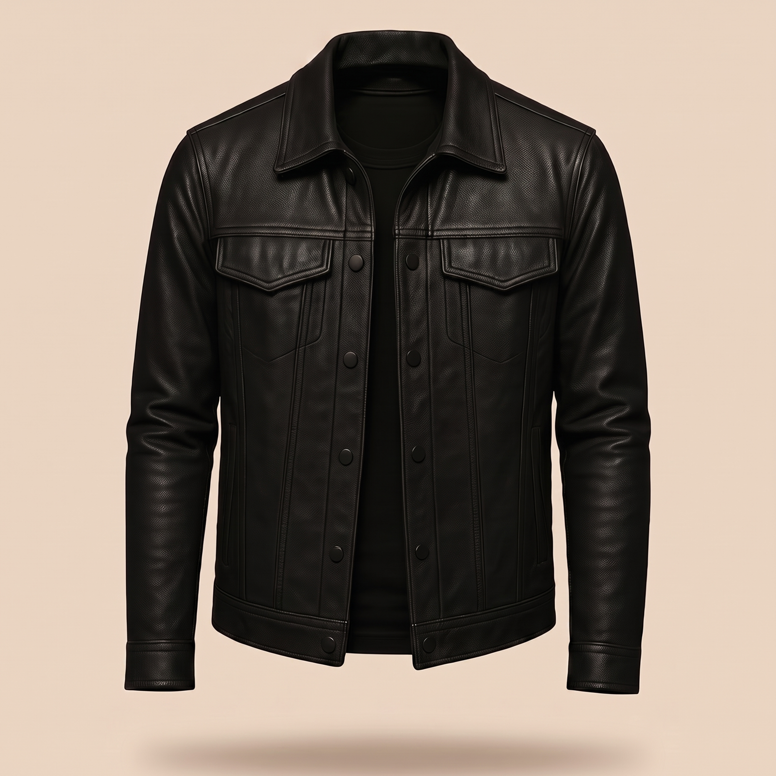 Herrenjacke com modelo masculino em fundo bege