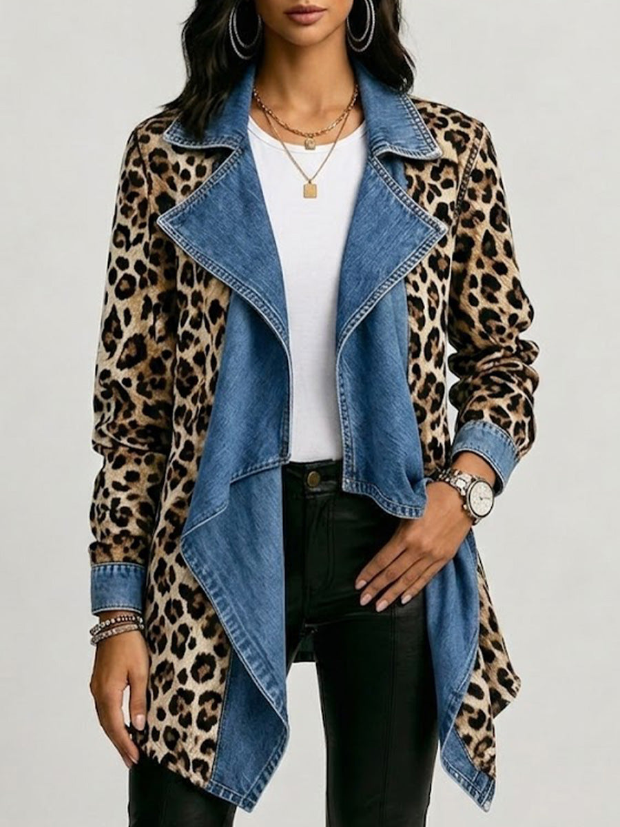 Adele | Jacke mit Leopardenmuster und blauem Revers – Bild 1