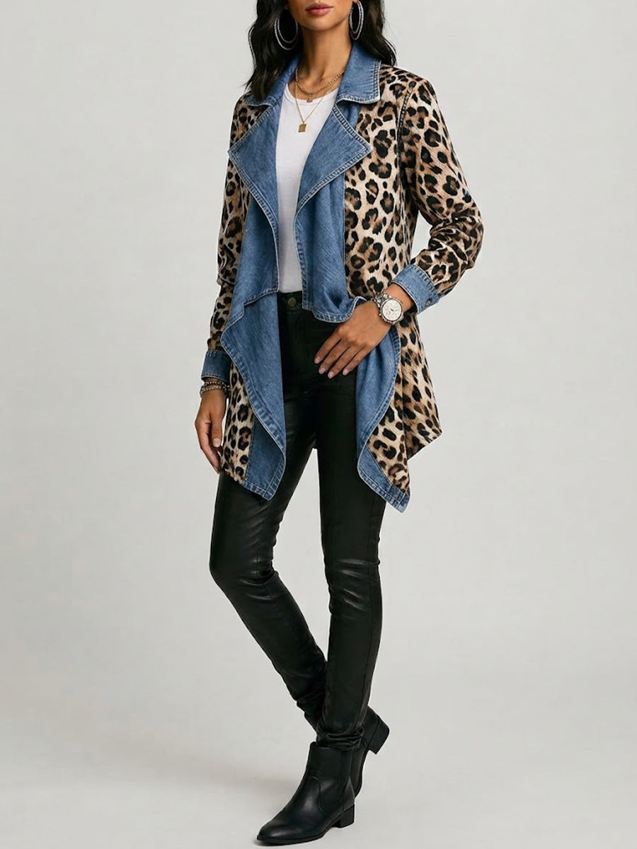 Adele | Jacke mit Leopardenmuster und blauem Revers – Bild 2
