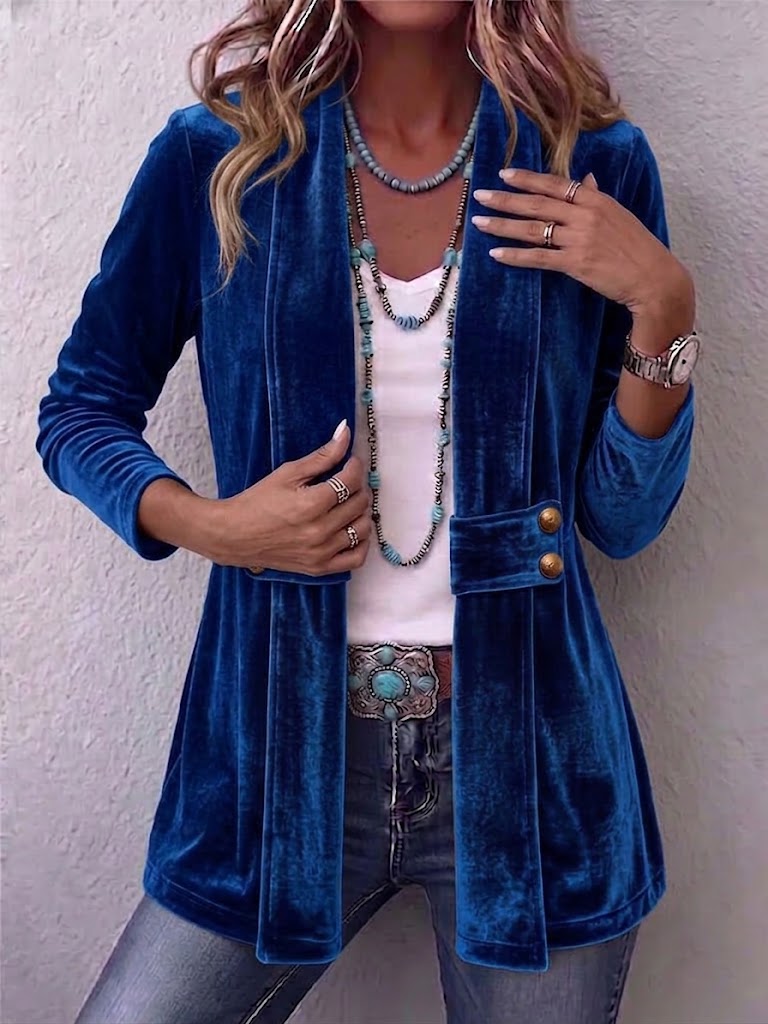 Margarete | Lange Jacke mit Revers und Knopfdetails – Bild 3