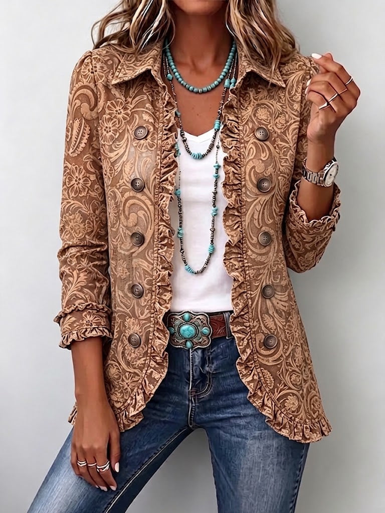 Theresa | Rüschenjacke mit floralen Ornamenten – Bild 1