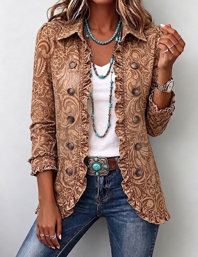 Theresa | Rüschenjacke mit floralen Ornamenten – Bild 1