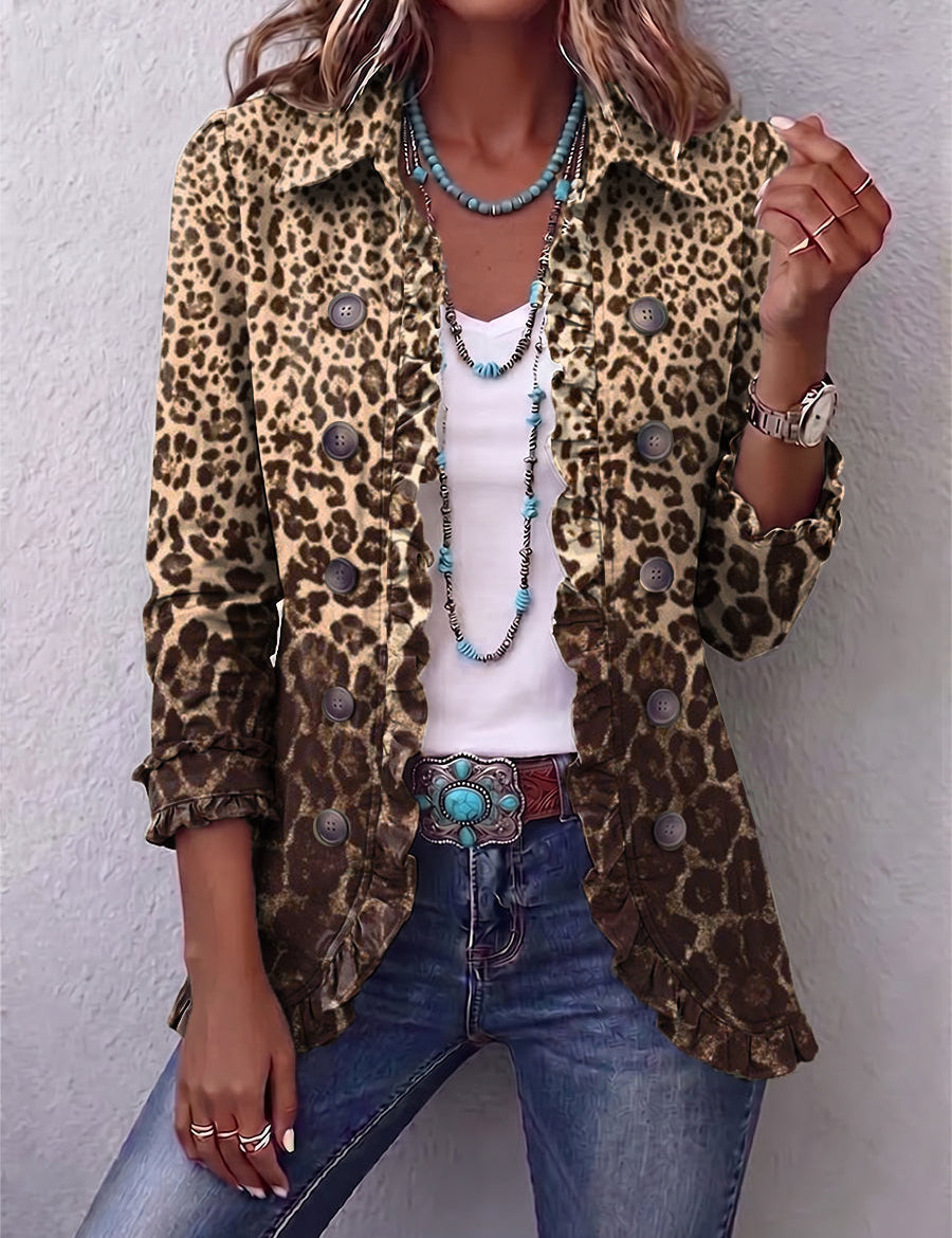Clara | Rüschenjacke mit Leopardenmuster – Bild 1