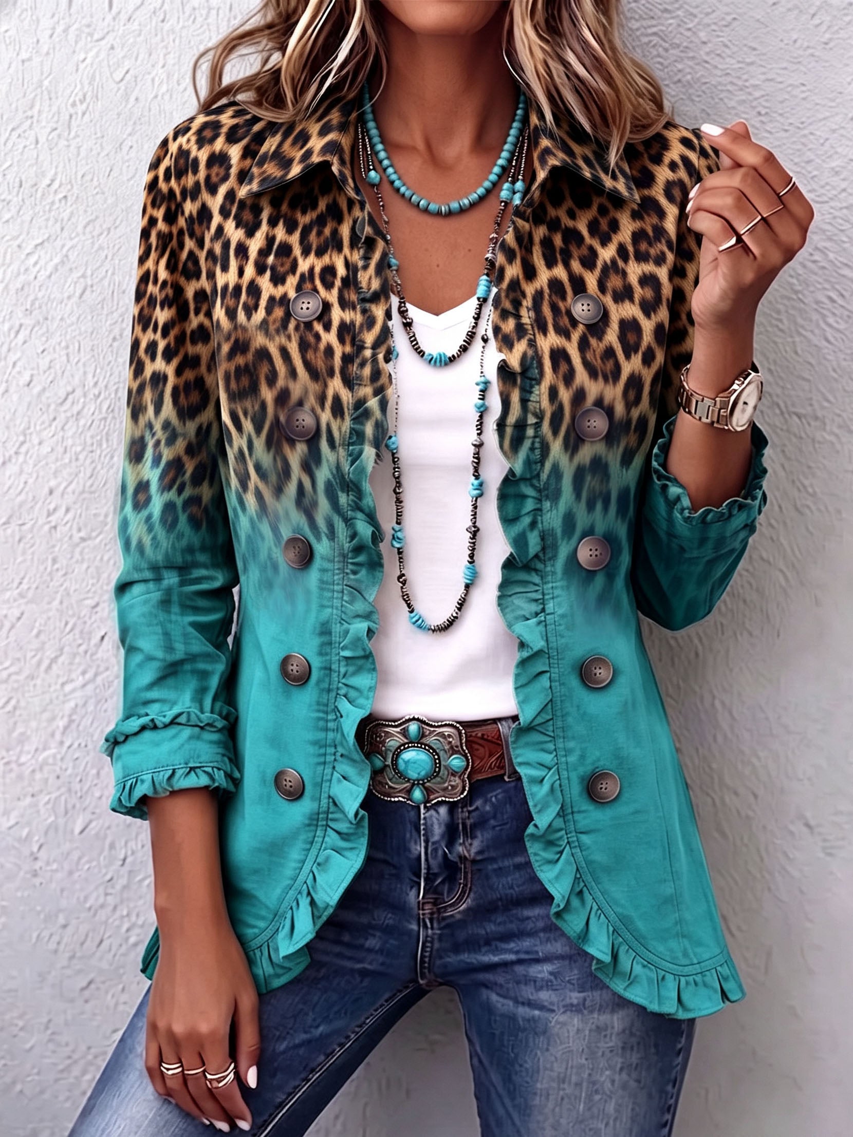 Klara | Rüschenblazer mit Leopardenverlauf – Bild 1