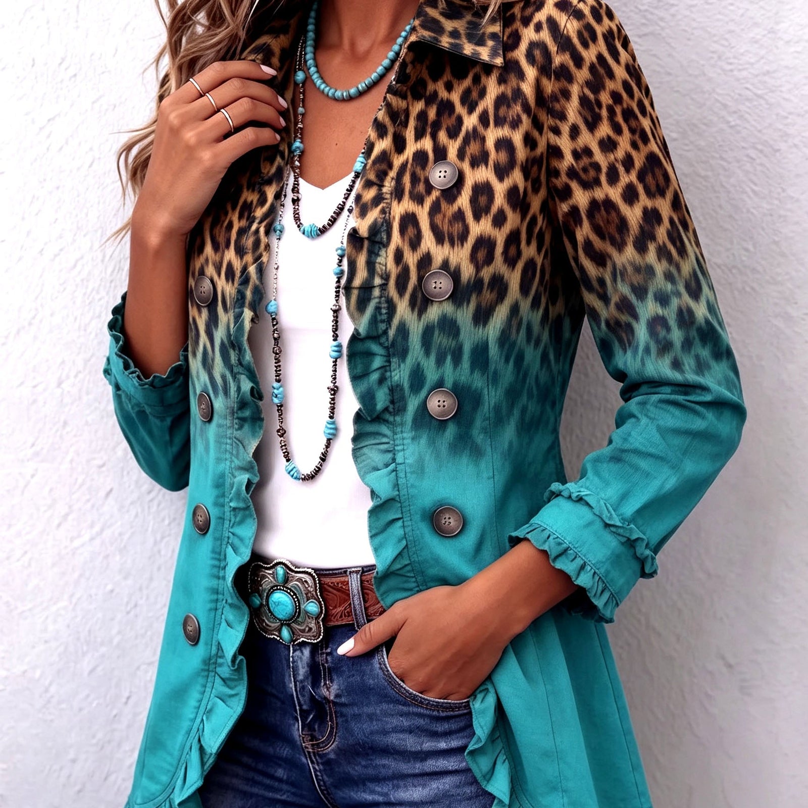 Klara | Rüschenblazer mit Leopardenverlauf – Bild 2
