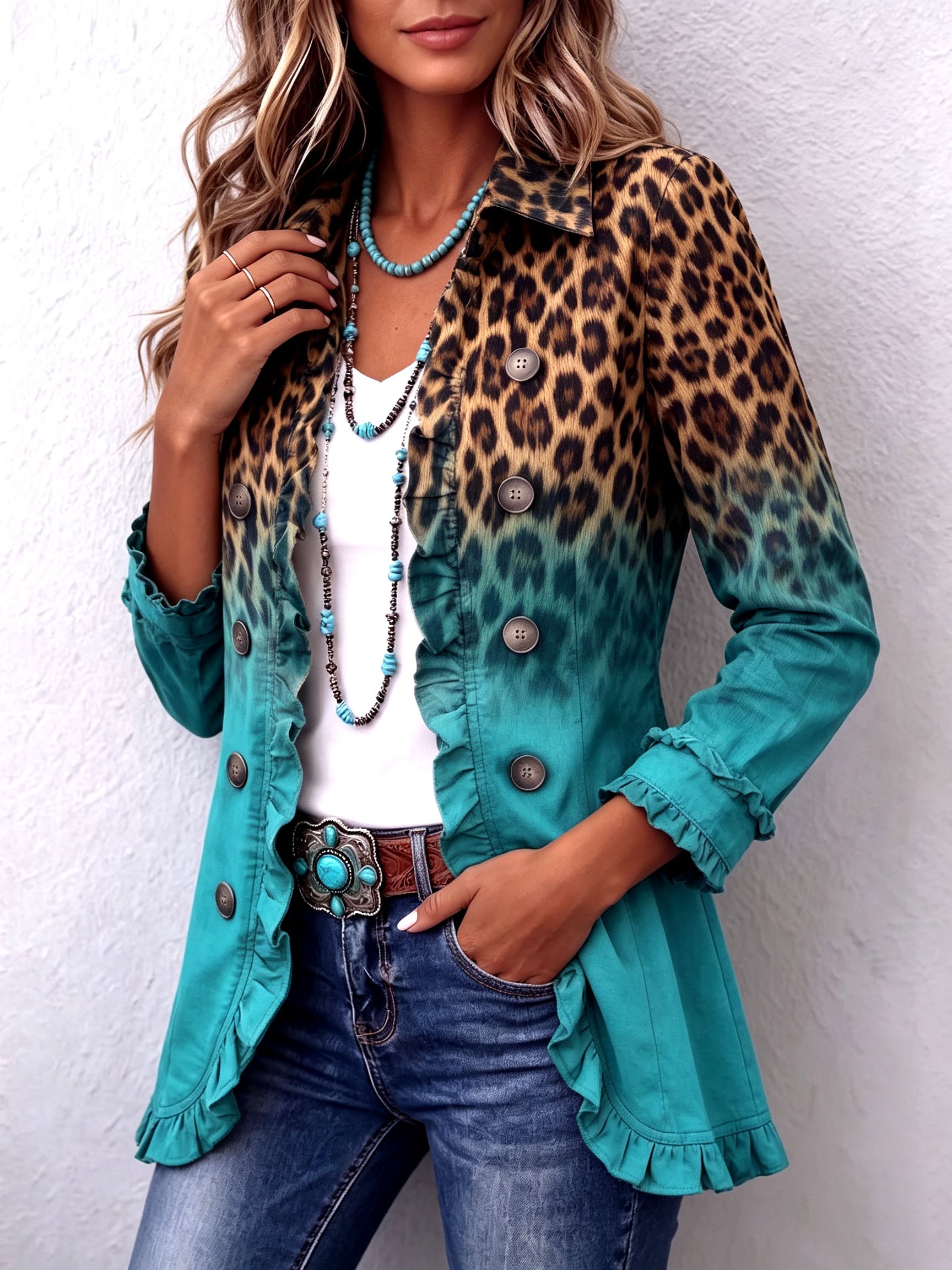 Klara | Rüschenblazer mit Leopardenverlauf – Bild 2