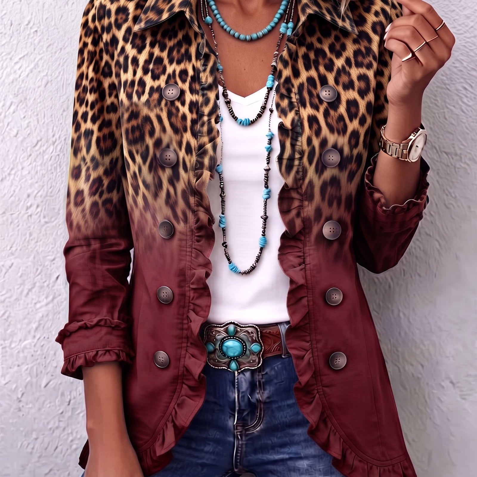 Klara | Rüschenblazer mit Leopardenverlauf – Bild 5