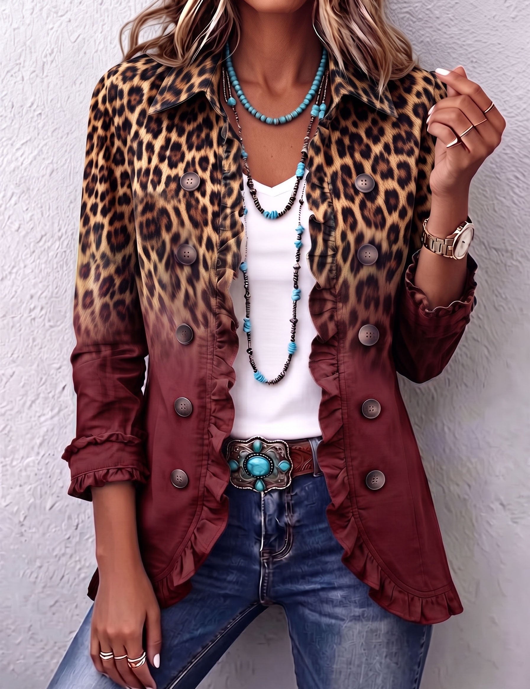 Klara | Rüschenblazer mit Leopardenverlauf – Bild 5