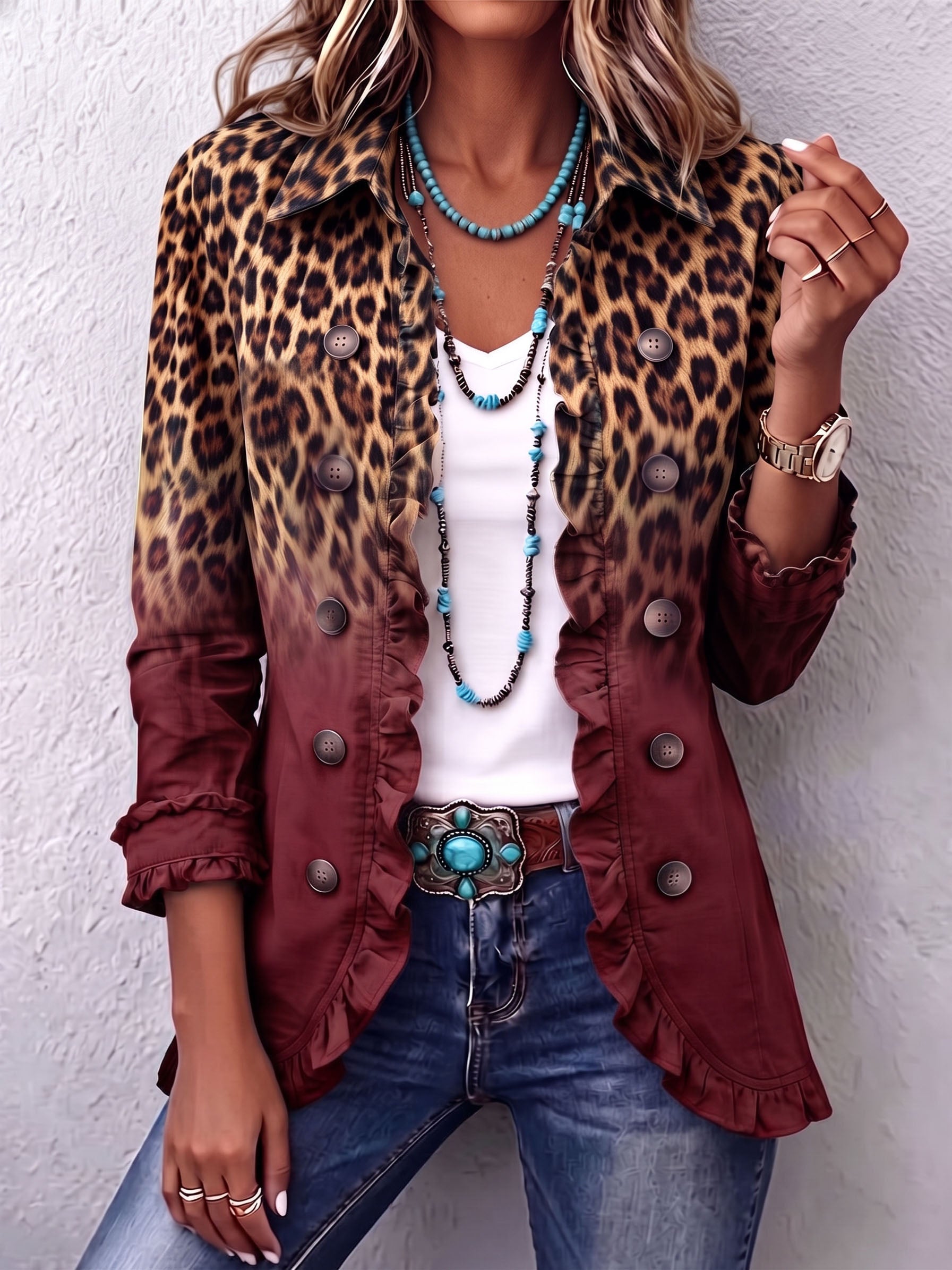 Klara | Rüschenblazer mit Leopardenverlauf – Bild 5