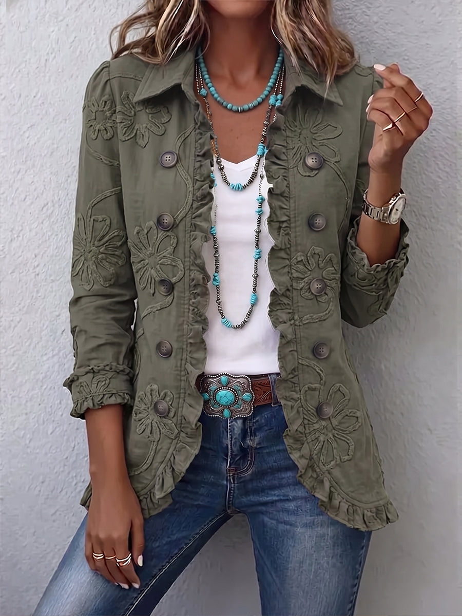 Alina | Rüschenjacke mit Blumenornamenten – Bild 1