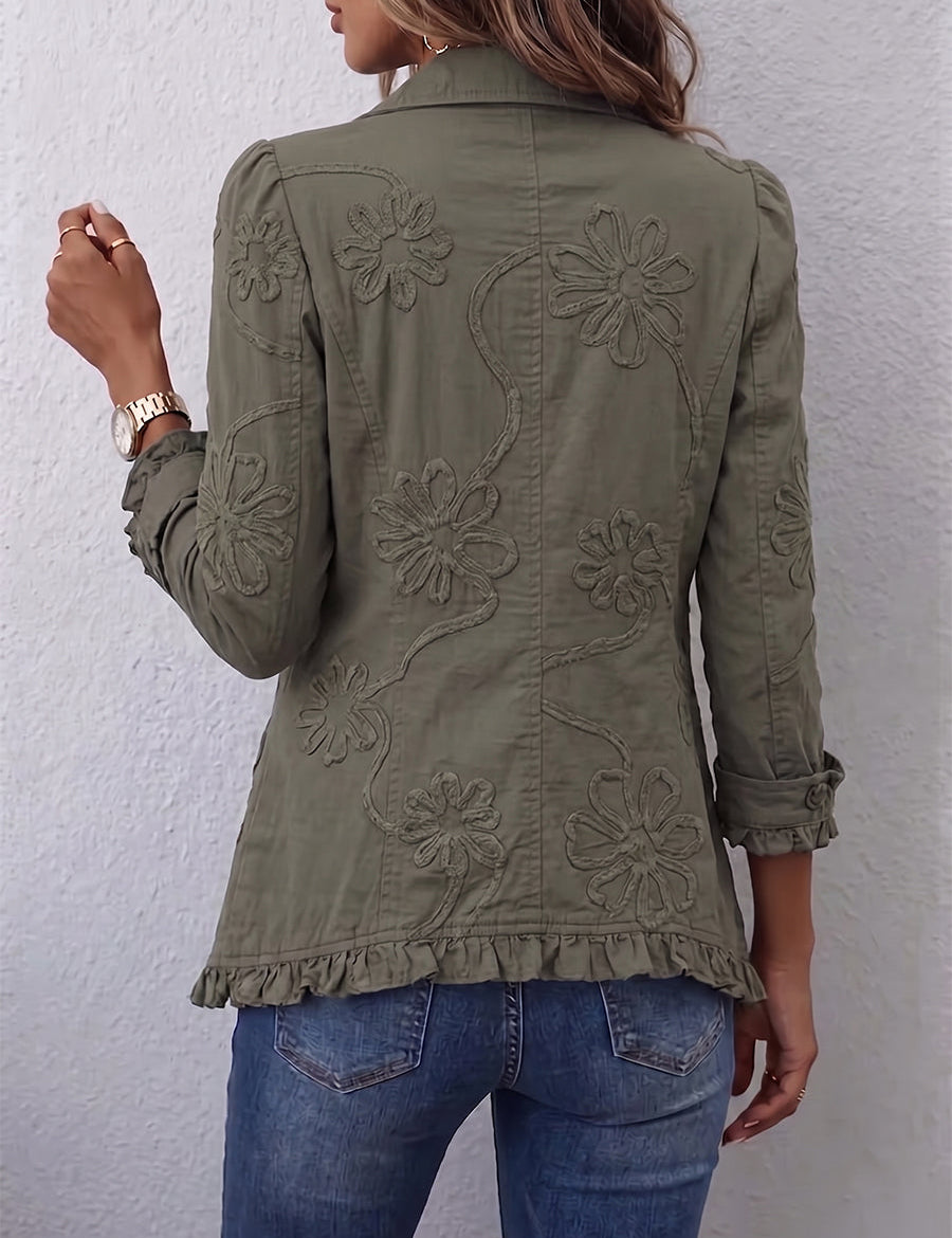 Alina | Rüschenjacke mit Blumenornamenten – Bild 2