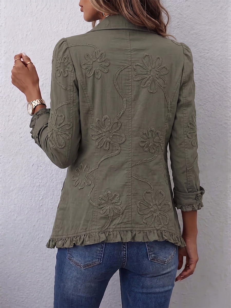 Alina | Rüschenjacke mit Blumenornamenten – Bild 2