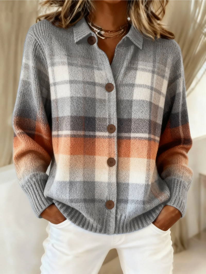 Marlene | Karierter Cardigan mit Ombré-Effekt – Bild 1