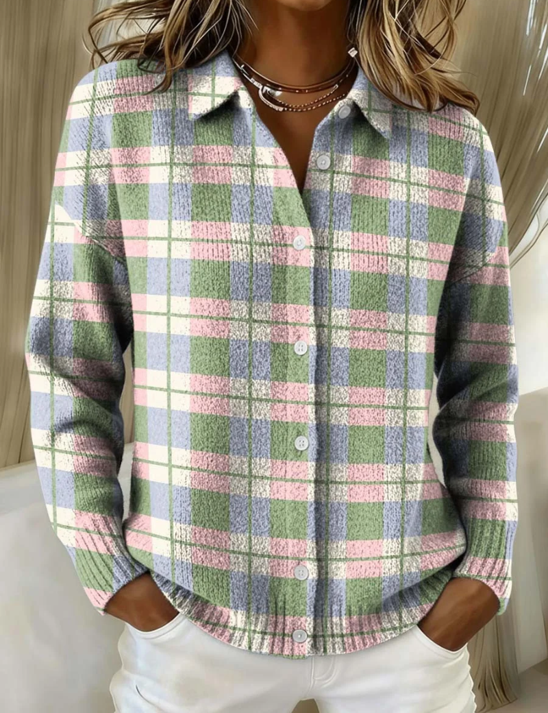 Margot | Karierter Cardigan in Pastelltönen – Bild 1