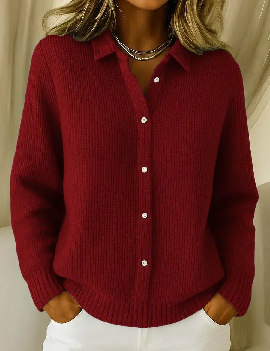 Katharina | Strickcardigan mit Kragen und Knöpfen – Bild 2