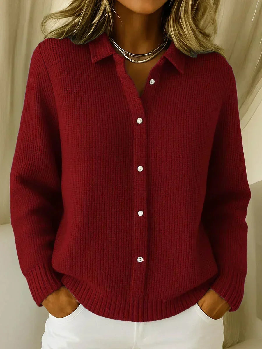 Katharina | Strickcardigan mit Kragen und Knöpfen – Bild 2