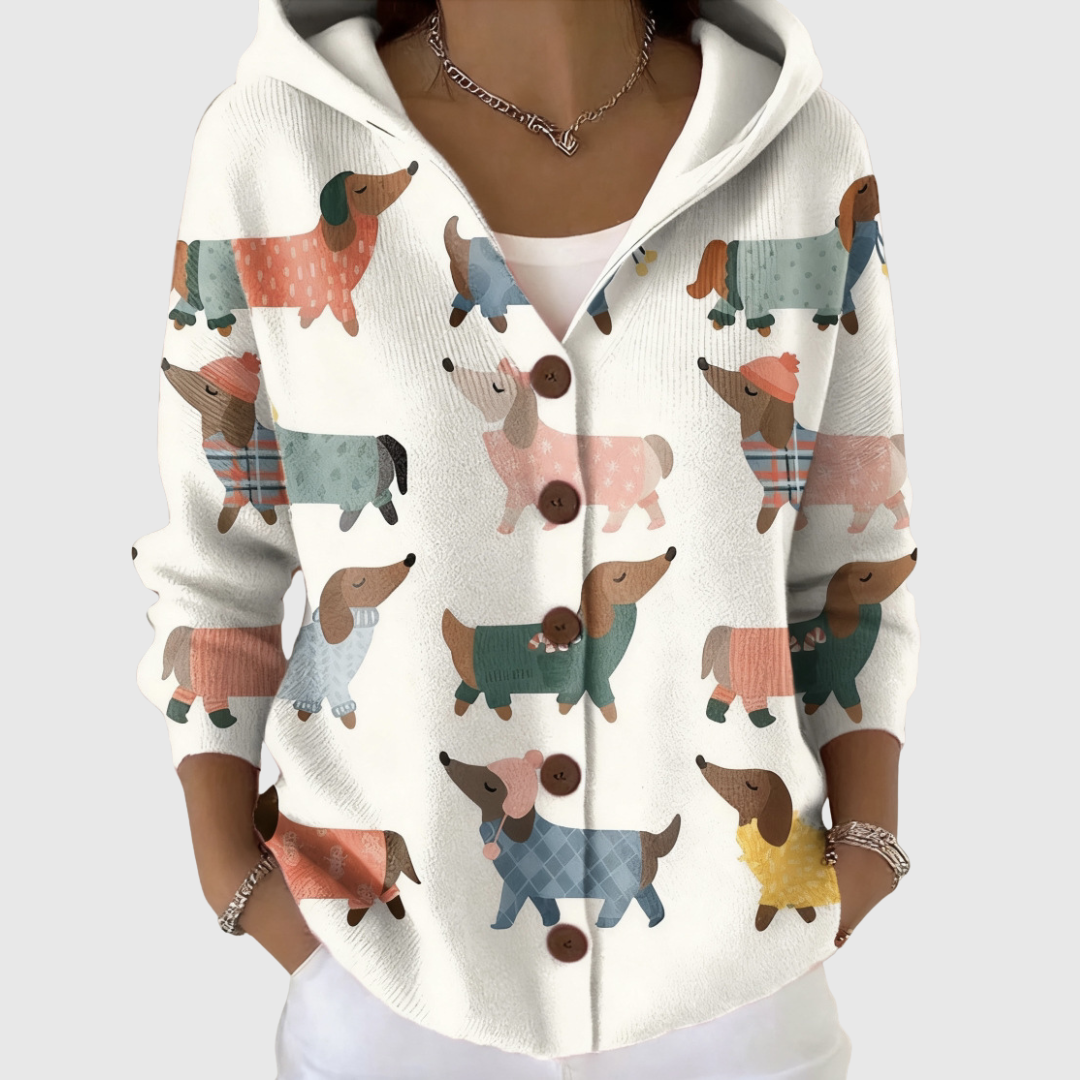 Domitille – Bequeme Strickjacke mit Kapuze