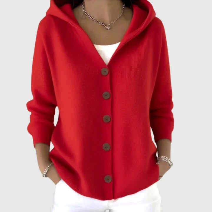Yolande – Bequeme Strickjacke mit Kapuze
