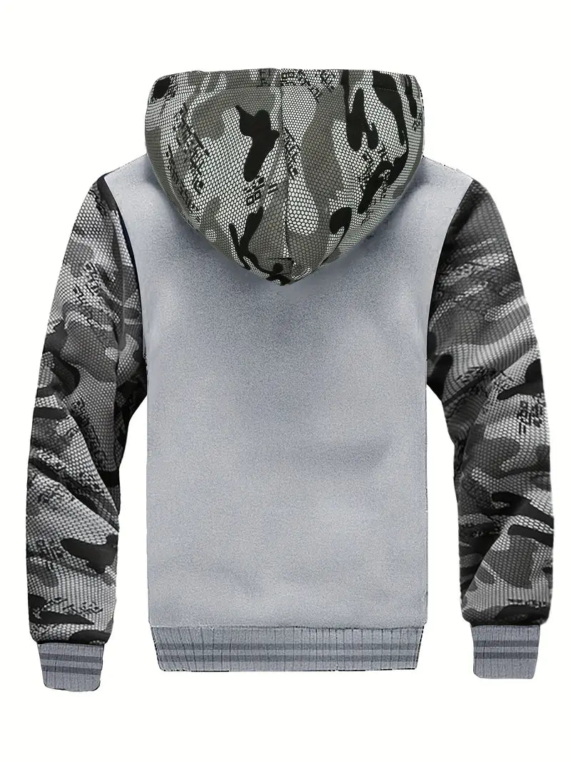 Noah - Warm Men's Fleece Jacket with Hood Schwarz