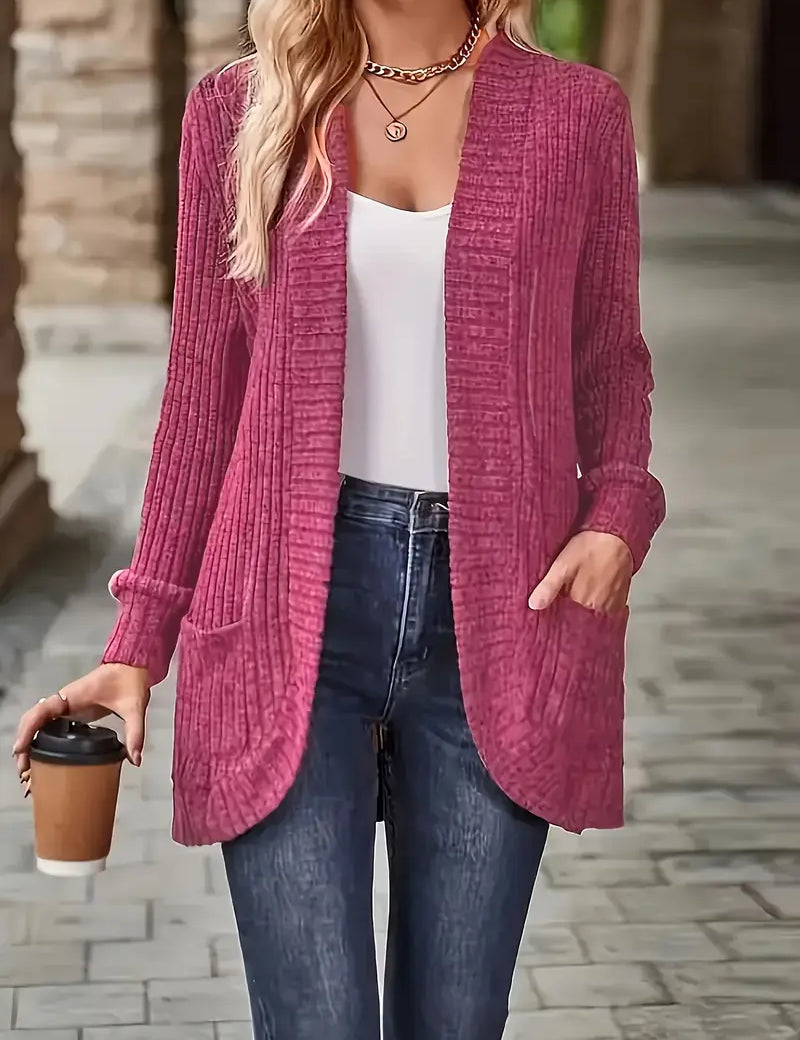 Neva | Eleganter lang-sleeved ribbed-Strickcardigan – Bild 12