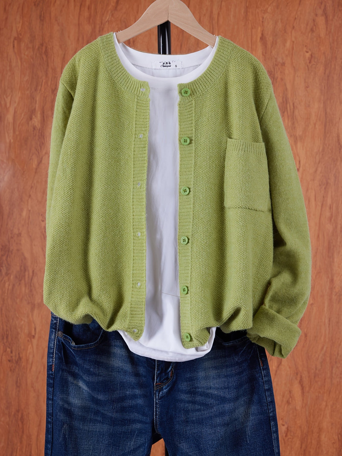 Eugenia | Damen crew-neck Cardigan mit Knöpfe und Tasche – Bild 18