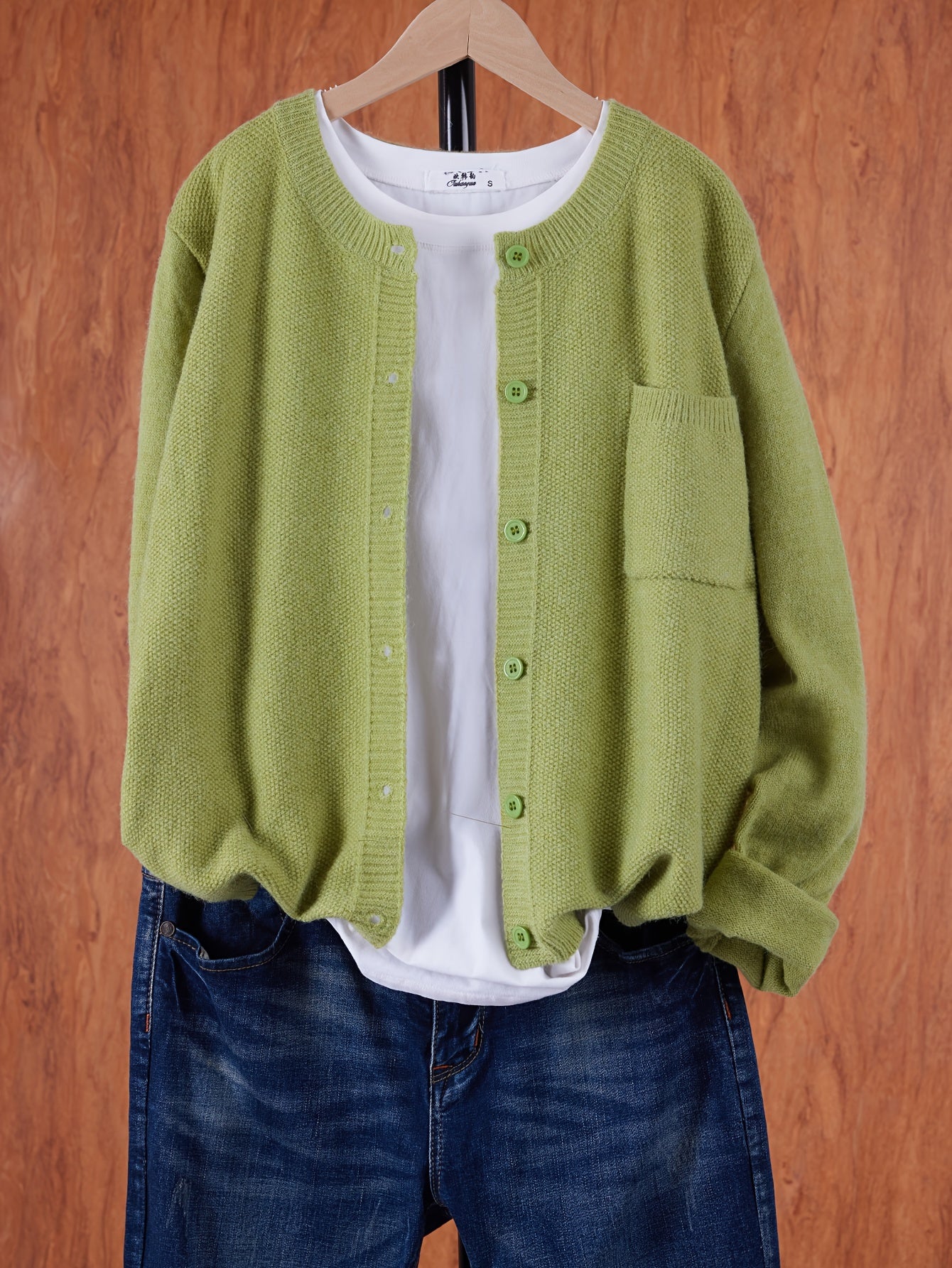 Eugenia | Damen crew-neck Cardigan mit Knöpfe und Tasche – Bild 18