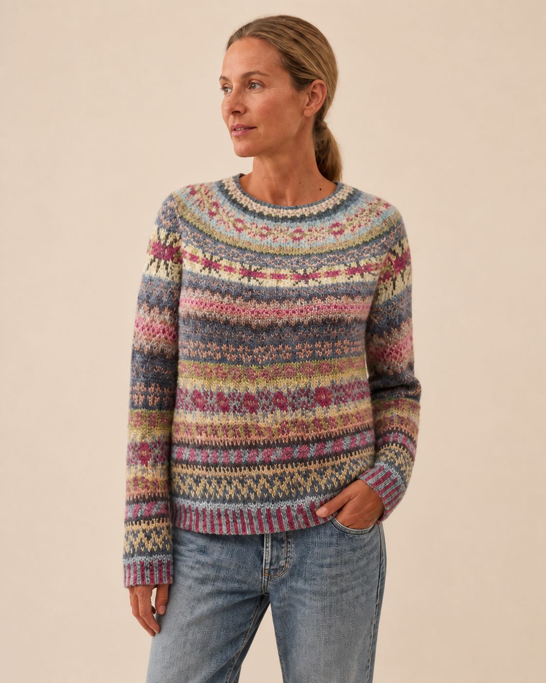 Pulover multicolor Felicia – vedere principală trei sferturi