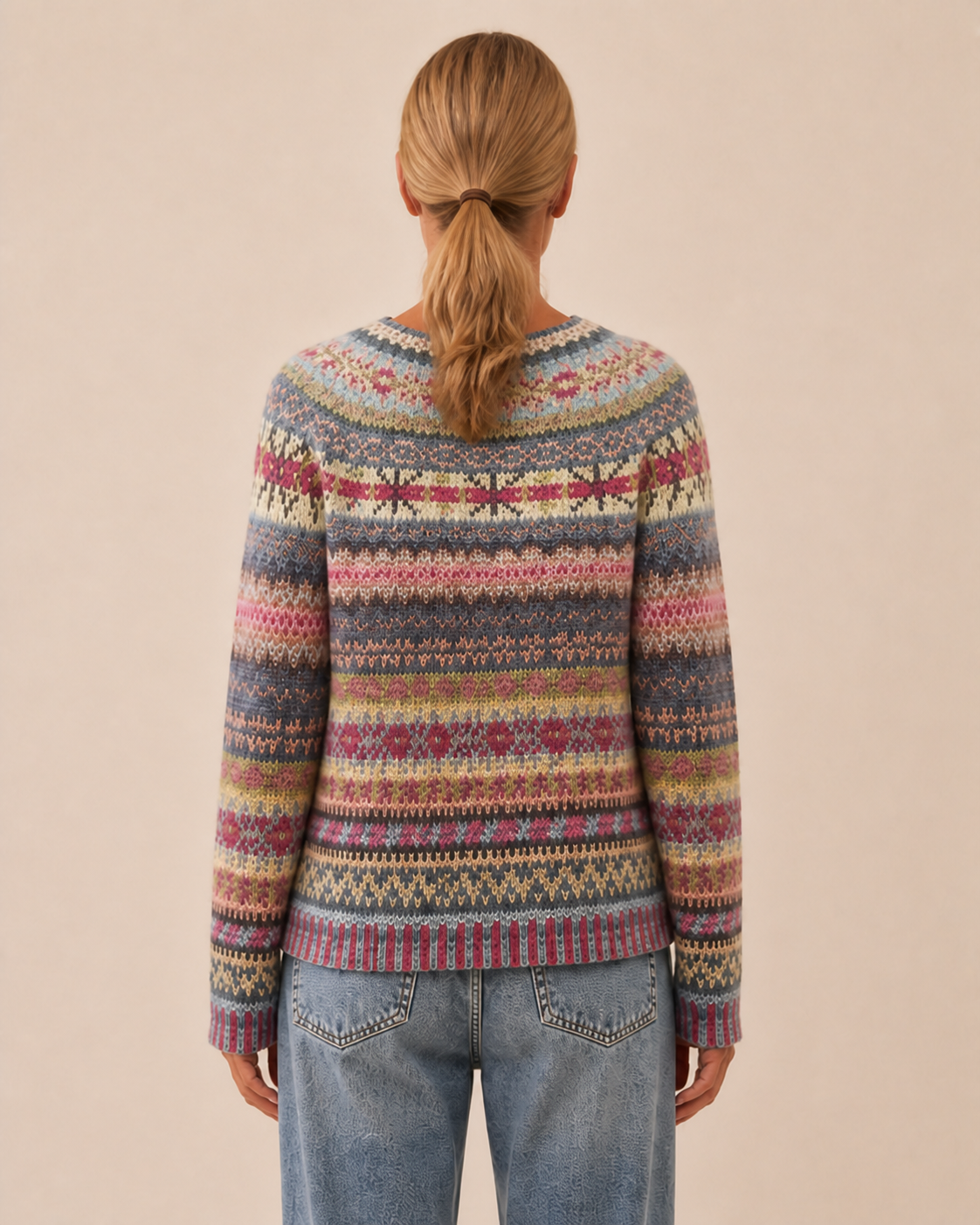 Pulover multicolor Felicia – vedere din spate, cadru trei sferturi