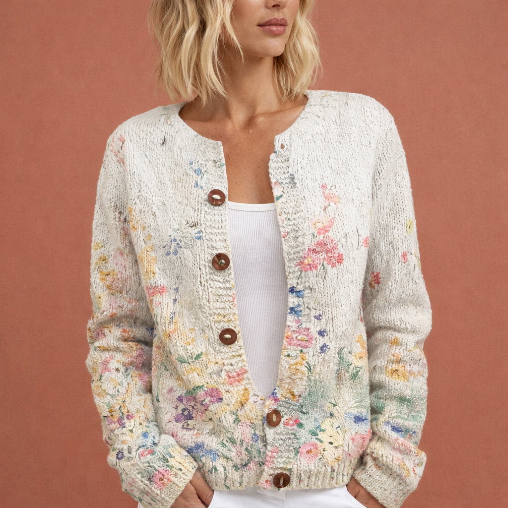 Florina cardigan floral alb