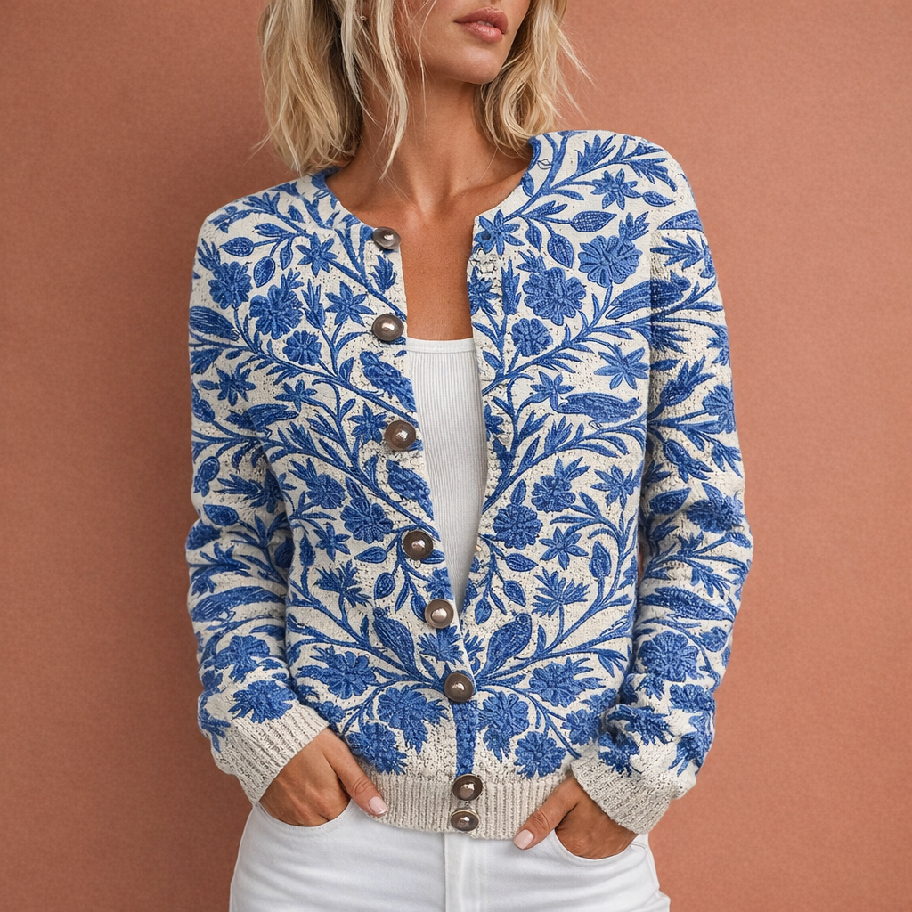 Florina cardigan floral albastru