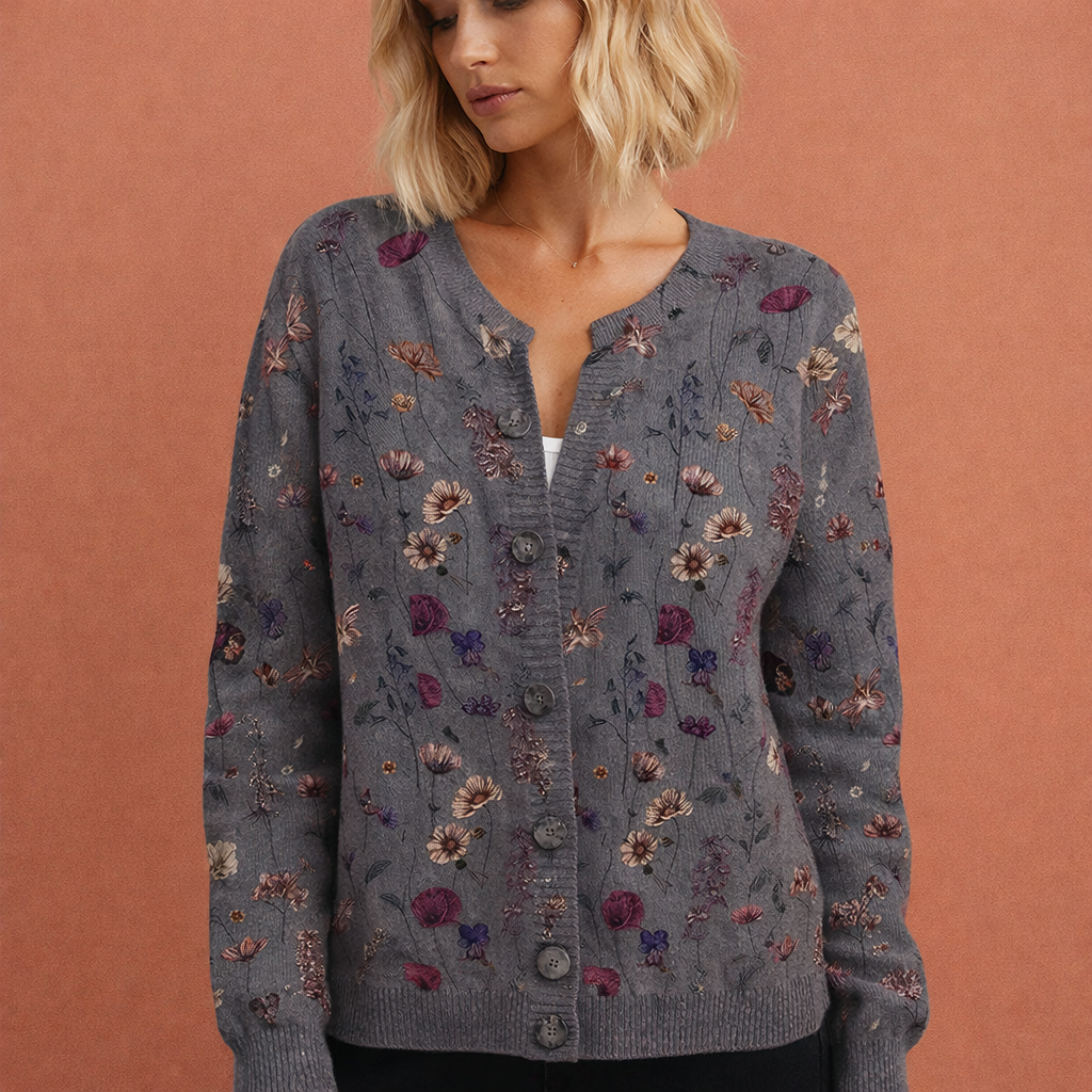 Florina cardigan floral negru