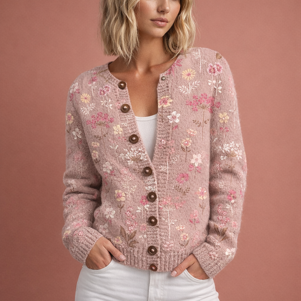 Florina cardigan floral roz