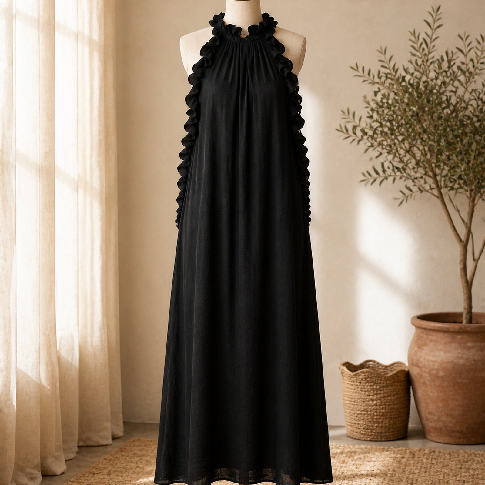Gwyneth Negru – rochie maxi pe manechin