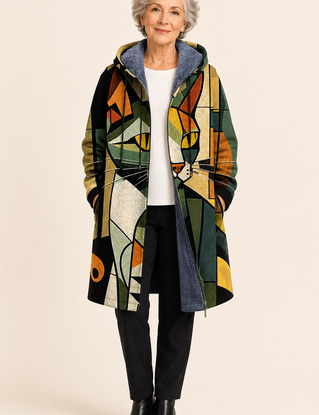 Hazel | LUXURIOUS ART-STYLE Cardigan – warmbeiger Studiohintergrund