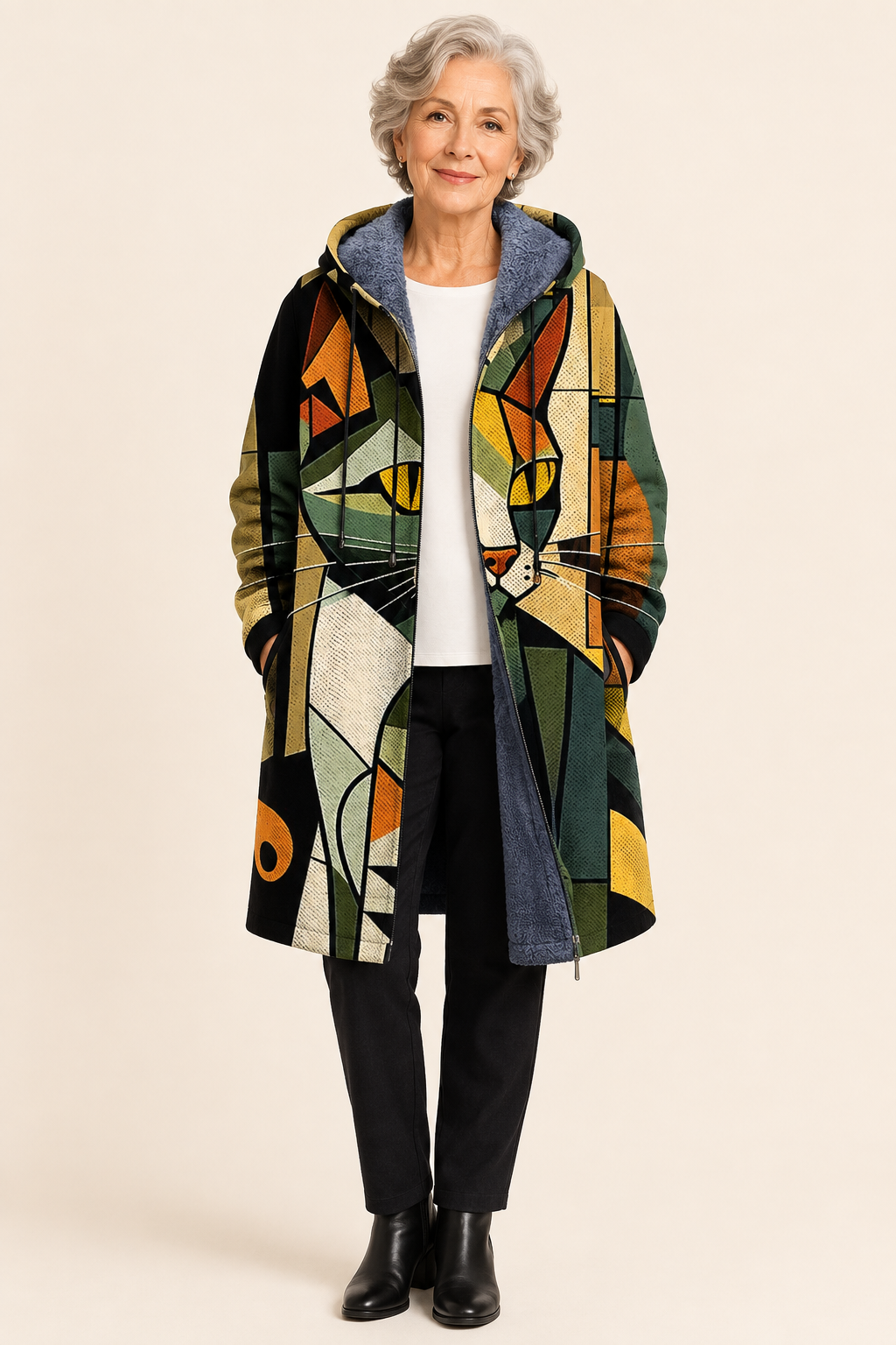 Hazel | LUXURIOUS ART-STYLE Cardigan – warmbeiger Studiohintergrund