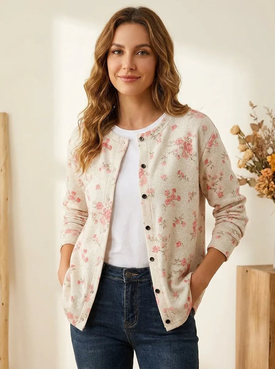 Cardigan mit Rosenblüten-Print – Bild 1