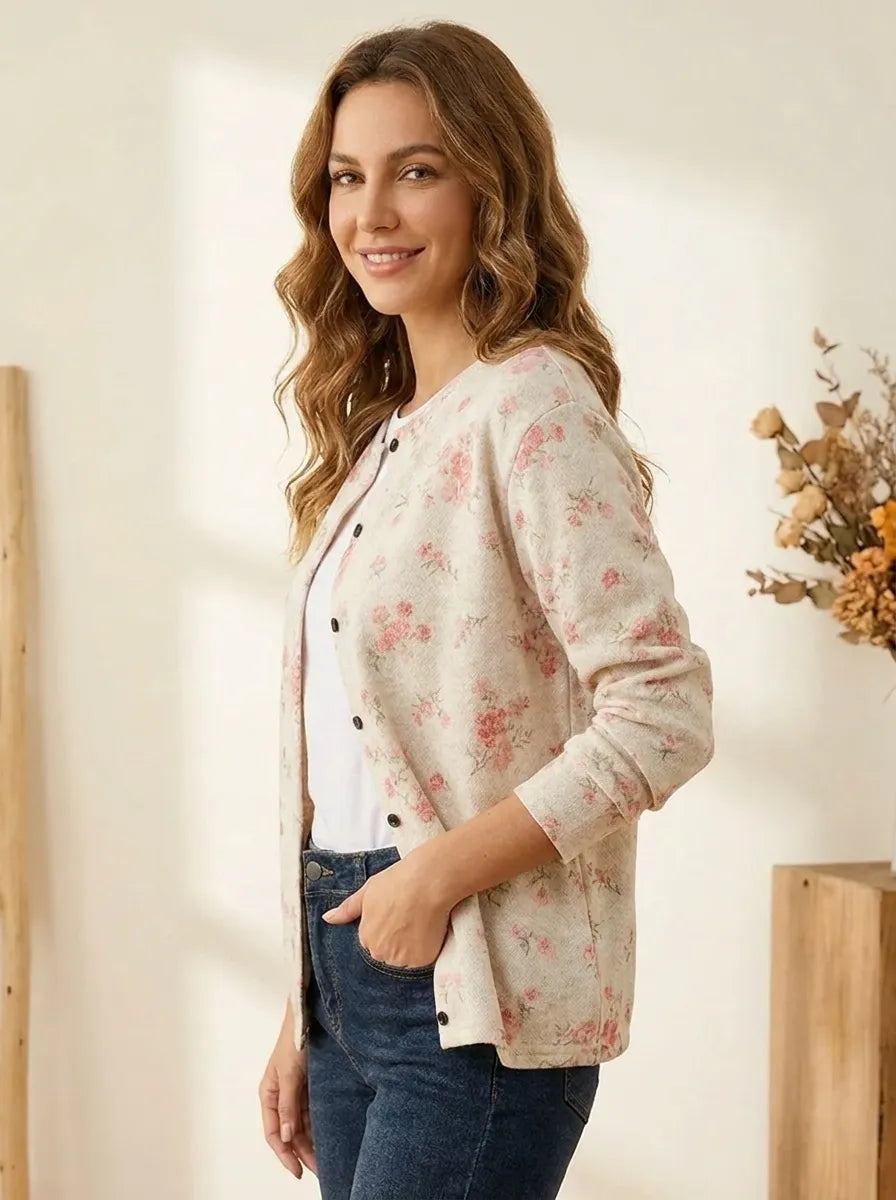 Cardigan mit Rosenblüten-Print – Bild 2