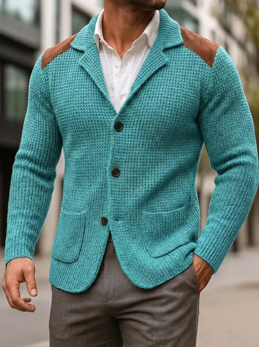 SILVORO | KNITTED-TEXTURE BLAZER Navy