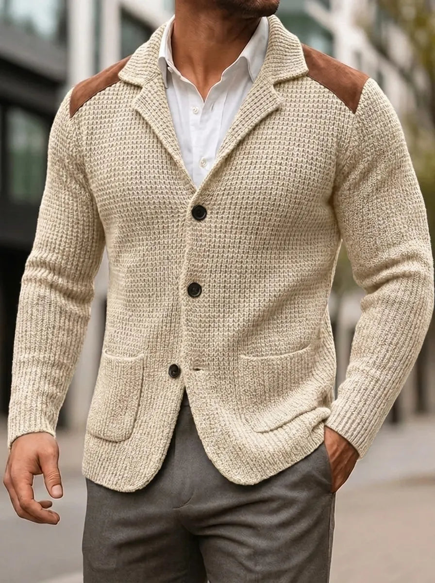 SILVORO | KNITTED-TEXTURE BLAZER Navy