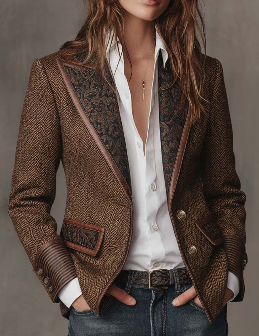 Francesca | Blazer mit Bedruckten Einsätzen im Fischgrätmuster – Bild 1