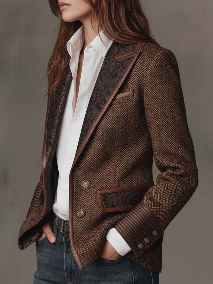 Francesca | Blazer mit Bedruckten Einsätzen im Fischgrätmuster – Bild 10