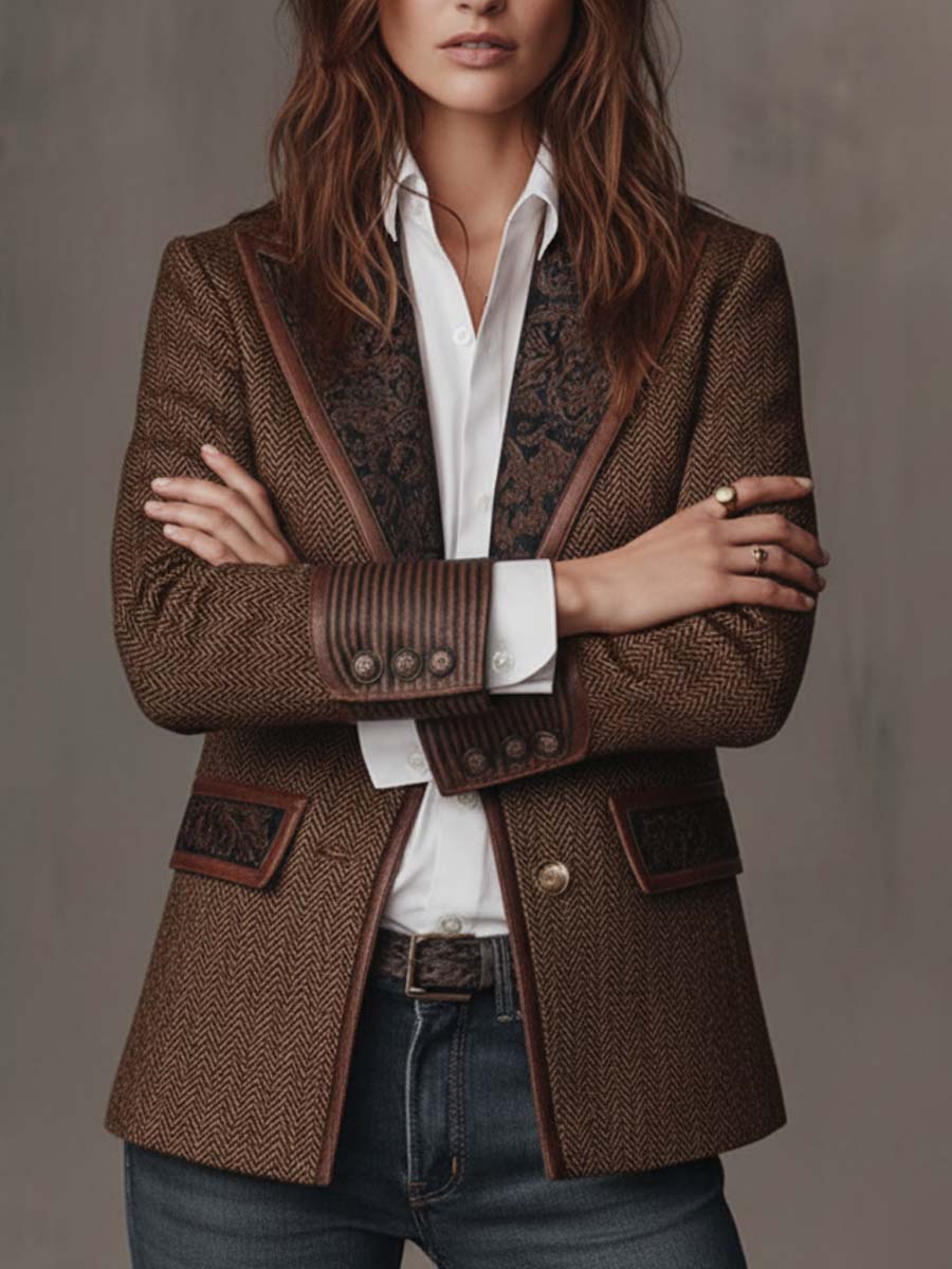 Francesca | Blazer mit Bedruckten Einsätzen im Fischgrätmuster – Bild 2